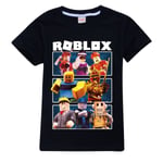 Pojkar Flickor Sommar Casual Kortärmad T-shirt Roblox Barn T-shirt T-shirt i bomull Black 160cm