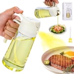 Toaren Pluvérisateur d'Huile 2 en 1,Spray Huile Cuisine,Glass Olive Oil Dispenser,Vaporisateur d'huile et Vinaigre,470ml Flacons d'huile en Spray avec Brosse à Huile pour Cuisson,Barbecue,Salade(Beige