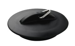 Fackelmann 61040 Bouchon d'évier universel, bouchon de lavabo, bouchon évacuation évier, Plastique, Métal, Noir, 6 cm