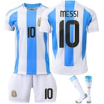 Fotbollströja 2024 Copa America Argentina Fotbollströja 10 Messi 11 Di Maria Vuxna Barn Tröja Hemma 10 Med Strumpor- Perfet Hemma 10 Med Strumpor Home 10 with socks 20