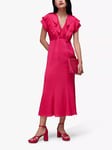 Whistles Adeline Frill Midi Dress, Pink