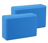 Exerz Briques yoga/Blocs de yoga haute densité 2PK - Briques de mousse de fitness confortables, antidérapantes - Léger et facile à transporter (Bleu)