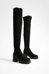 Thigh High Chunky Heeled Boots