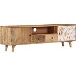 Helloshop26 - Meuble télé buffet tv télévision design pratique 140 cm bois de manguier massif