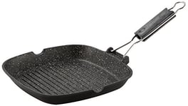 Barazzoni Gli Speciali Gamme Pressofuso Poêle Grill en Aluminium et intérieur en Marmotech, 26 cm x 26 cm, Noir moucheté