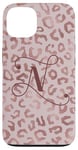 Coque pour iPhone 13 Letter N Initial Leopard Rose Pink Cheetah Monogram