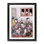 Watchers And The Watched By Harunobu Suzuki Asian Japanese Framed Wall Art Print, Ready to Hang Picture for Living Room Bedroom Home Office Décor, Black A2 (64 x 46 cm)