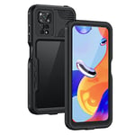 Lanhiem Coque pour Redmi Note 11 Pro (4G/5G), [IP68 Étanche + Antichoc] 360 Protection Integrale Antipoussière Waterproof Etui Double Renforcé Avant et Arrière Housses pour Xiaomi Note 11 Pro, Noir