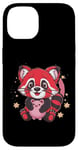 Coque pour iPhone 14 Panda kawaii rouge avec tirelire