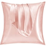 Vielit Taie Oreiller Satin 60x60 Lot de 2,pour Cheveux,Similaire Aux Taie d Oreiller en Soie,Housse de Coussin 60x60,Taies d'oreillers certifié Oeko-Tex Rose