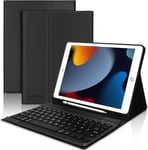 Clavier Ipad 9Eme Generation, Coque Clavier Pour 10.2"" 9Eme/8Eme/7Eme Génération 2021/2020/2019, Ipad Air 3/Ipad Pro 10.5, Azerty Clavier Bluetooth Avec Fente Pour Stylo, Noir