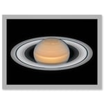 Hubble Space Telescope Image Saturn Opposition 2018 Portrait Of Opulent Ring World Solar System Gas Giant Planet Artwork Framed A3 Wall Art Print