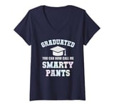 Womens Funny I'm GRADUATED SMARTY PANTS Grad School College Degree V-Neck T-Shirt