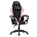 Amstrad ULTIMATE-PINK Fauteuil / Chaise de bureau Gamer coloris noir & rose - coussin lombaire & appuie tête