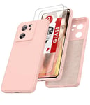 LeYi Coque pour Xiaomi 13T/13T Pro avec 2 Verre Trempé Vitre Protection, Housse de Protection en Souple Silicone Liquide, Etui Antichoc Cover Mince Case pour Xiaomi 13T/13T Pro - Rose