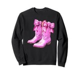 Cowgirl Boots Pink Baby Bow Preppy y2k Coquette Sweatshirt