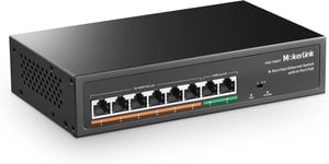 8 Ports PoE Switch avec 6 Ports PoE+, 2 Ethernet Uplink, 100Mbps, détection AI 78W IEEE802.3af/at, Commutateur Réseau Plug & Play en Métal sans Ventilateur