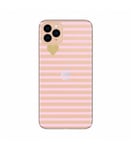 Coque Iphone 11 PRO raye rose transparent coeur dore