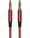 Câble audio auxiliaire tressé 3,5 mm mini jack stéréo mâle vers mâle compatible avec écouteurs, haut-parleurs de voiture, amplificateur, barre de son, TV, PC, ordinateur portable, iPod, lecteur MP3,