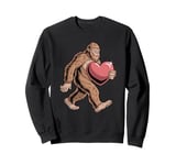 Funny Valentines Day Bigfoot Heart Sasquatch Lover Men Boy Sweatshirt