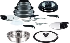 Tefal Ingenio 23 Piece Pan, Steamer and Accessory Set Anthracite Grey Non Induction