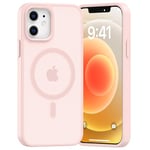 Opkiegrn Coque pour iPhone 12/12Pro, Compatible avec MagSafe Recharge sans Fil, Protection Antichoc, Anti-Jaunissement,Dos Anti Rayures PC Magnétique Étui Housse pour iphone 12/12 Pro,Rose pâle