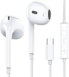 Écouteurs USB C, filaires Écouteurs Intra-Auriculaires avec Microphone et contrôle du Volume pour I Phone 15, XiaoMi 11,Huawei P30/ P40/Mate 60 Samsung S23/S22, Pixel 7 6 5 IPad Air Oneplus 9