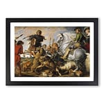 Big Box Art The Wolf and The Fox by Peter Paul Rubens Framed Wall Art Picture Print Ready to Hang, Black A2 (62 x 45 cm)