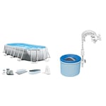 Intex kit Piscine Prism Frame Ovale Tubulaire (l) 5,03 x (l) 2,74 x (h) 1,22m & Skimmer de Surface Deluxe pour autostable ou Tubulaire