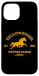 Coque pour iPhone 15 Yellowstone Dutton Ranch Est. 1886 Running Horse Brown Logo