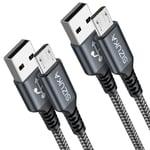 Câble Micro Usb [2m/Lot De 2] Chargeur Micro Usb 3a Charge Rapide,Nylon Tressé Chargeur Pour Android Samsung Galaxy S7 S6 Edge J7 J5 J3,Redmi Note 5,Wiko,Huawei,Sony,Lg,Kindle,Ps4(Q41)