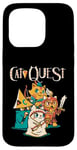 Coque pour iPhone 15 Pro Cat Quest RPG Hero Cats Jeu vidéo RPG Gamer Funny Cat