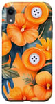 Coque pour iPhone XR Motif de boutons de couture tropicaux orange aquarelle