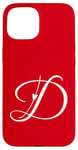 Coque pour iPhone 15 D Amoureux Lettre Alphabet Monogramme D Initiales Cœur