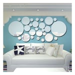 Merkmak - Autocollant de Surface miroir 3D rond acrylique 26 pcs, Sticker Mural amovible en vinyle, decoration de la maison