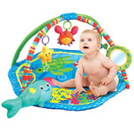 Bakaji Tapis de jeu pour nouveau-né en tissu souple avec Arc Jeux amovibles Jouets Peluche Pendentifs Miroir et Coussin Poisson Jeu éducatif Première Infanzia