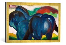 Kunst für Alle 'Encadré Image de Franz Marc Les Petits Chevaux, Bleus Impression d'art dans Le Cadre de Haute qualité Photos Fait Main, 60 x 40 cm, Or Raya