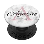 Agathe monogramme lettre A filles PopSockets PopGrip - Support et Grip pour Smartphone/Tablette avec un Top Interchangeable