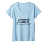 Womens Video Cassette Retro V-Neck T-Shirt