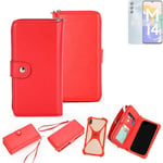 2in1 cover wallet + bumper for Samsung Galaxy M14 4G Phone protective Case red