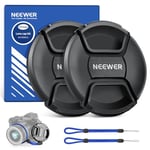 NEEWER Lot de 2 bouchons d'objectif de 67 mm avec sangle pour protéger contre les pertes et chiffon de nettoyage, compatible avec objectif d'appareil photo Canon Nikon Sony Fujifilm Panasonic de 67 mm