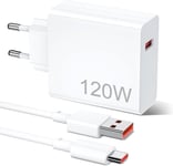 120w Chargeur Rapide Avec 6a Câble Usb Type-C 1m Pour Mi Turbo Charge,Chargeur Rapide Pour Xiaomi 12t 11t Pro 12 Lite 12x,Redmi Note 12 11 11s 10 Pro,Mi 11 Ultra 11i 10t Lite,Poco M4 X4 X3 P.[F2670]