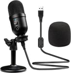 Microphone Usb, Cardioïde Condensateur Microphone Ordinateur Pour Gaming, Streaming, Podcasting, Twitch, Youtube, Discord, Compatible Avec Desktop Laptop Noir