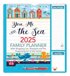 2025 Family Organiser Calendar Wall Planner With Memo Pad, Pen & Shopping List - You Me And The Sea - Monthly Five Columns