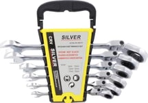 Silver Silver Flat Ratchet Wrench/Articulated Set Of 6 Pieces Exsk-006-01