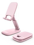 Lamicall Adjustable Phone Stand for Desk - Foldable Phone Holder Cradle Dock for iPhone 16 15 14 Pro Max Plus, 13 12 Pro Max Mini, 11 Pro, Xs, XR, X, 8, 6s, SE, Samsung S23, 4"-8" Mobile Phones - Pink