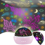 Unicorn Star Projector Night Light for Girls - 2 in 1 Rotating Lamp for Kids UK