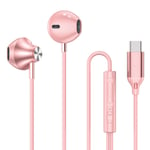 Écouteurs Semi Intra-Auriculaires USB-C avec Télécommande Modèle Jupiter, Rose