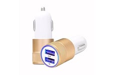 PH26 Chargeur pour téléphone mobile allume-cigare usb or gold de voiture double ports ultra rapide x2 car charger 12/24v compatible cubot j7