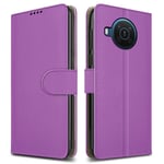 For Nokia X10 5G Leather Phone Case, Magnetic Closure Full Protection Book Folio Design, Wallet Case Cover [Card Slots] and [Kickstand] For Nokia X10 5G (6.67") - Purple